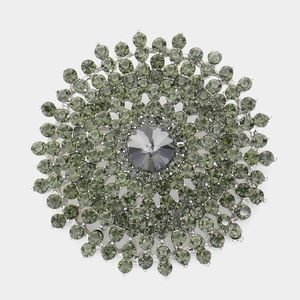 Black Brooch Crystal Pin Bubble Stone Circle Style Rhinestones Bling Accessory